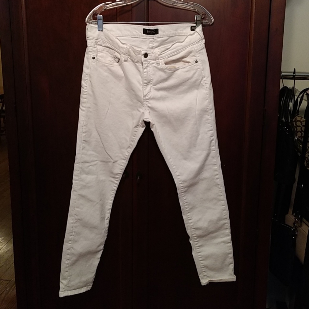 Buffalo white skinny mid rise jeans